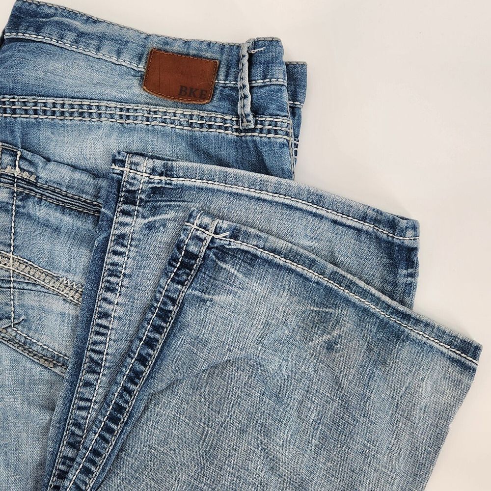 BKE Men's 38 Long 38L Seth Straight Light Wash Jeans Buckle 90s Y2k 39 x 33